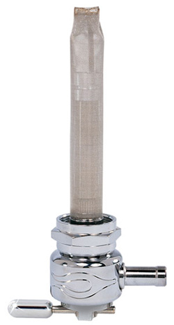 Single Outlet Reserve Round Flamed Valve-22mm (H-D)-6000 Series-5/16" hose barb-Chrome