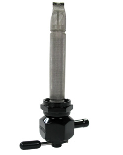 Single Outlet Reserve Hex Valve-22mm (H-D)-6000 Series-5/16" hose barb-Black Chrome