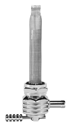 Single Outlet Reserve Hex Finned Valve-22mm (H-D)-6000 Series-5/16" hose barb-Chrome