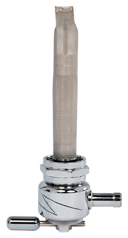 Single Outlet Reserve Round Lightning Valve-22mm (H-D)-6000 Series-5/16" hose barb-Chrome