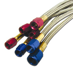 NX D-3 18" Stainless Steel Braided Hose Blue